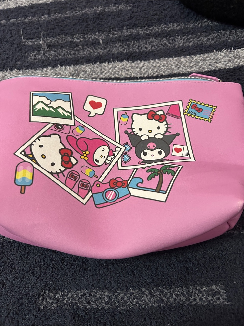 Hello Kitty Pink Character Collage Cosmetic Pouch